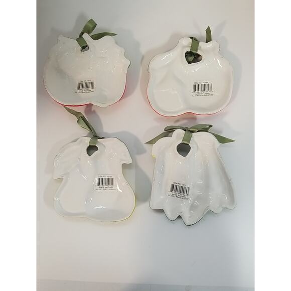 Vtg Set 4 Ceramic Kitchen Wall Hanging Fruit Plaques Tomato Pear Peas Orange - Picture 8 of 8